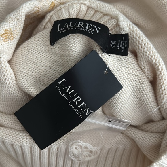 NWT Lauren Ralph Lauren Intarsia-Knit Cotton Turtleneck Sweater XS - Picture 7 of 9